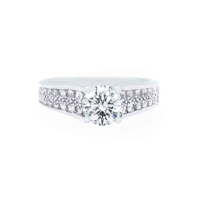 2 Row Pave Diamond Tapered Engagement Ring