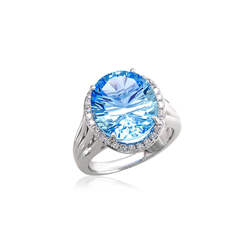 Lago Collection Blue Topaz and Diamond Ring