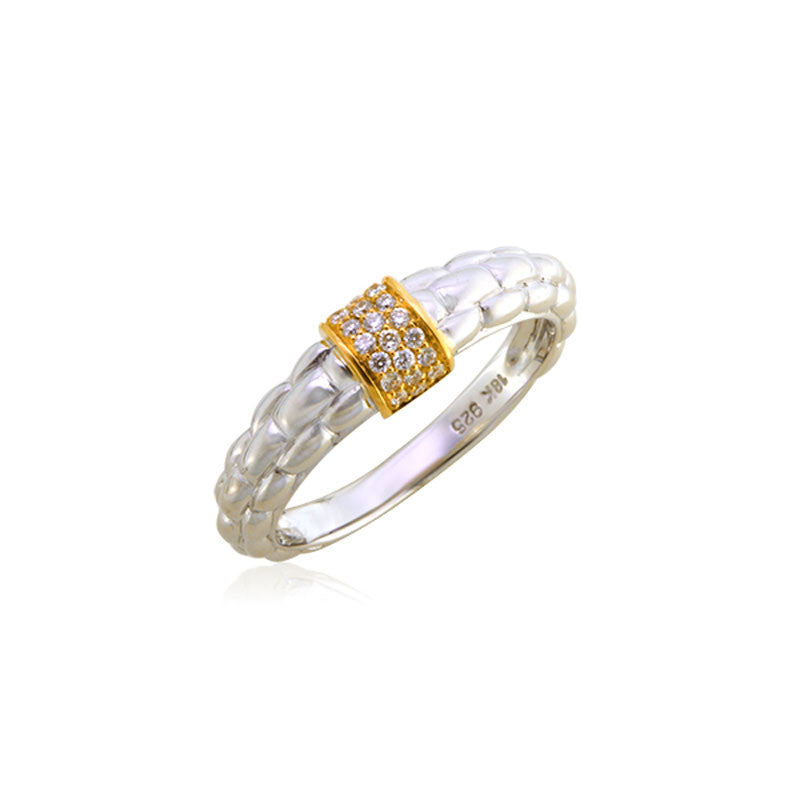 Pietra Collection 18K Yellow Gold Pave Station Ring