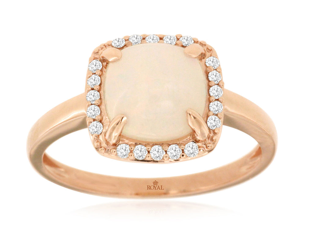 Opal & Diamond Ring in 14K Rose Gold