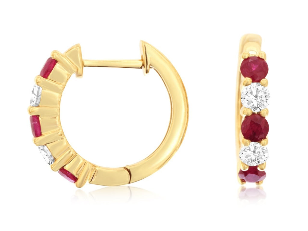 Ruby & Diamond Earring in 14K Yellow Gold