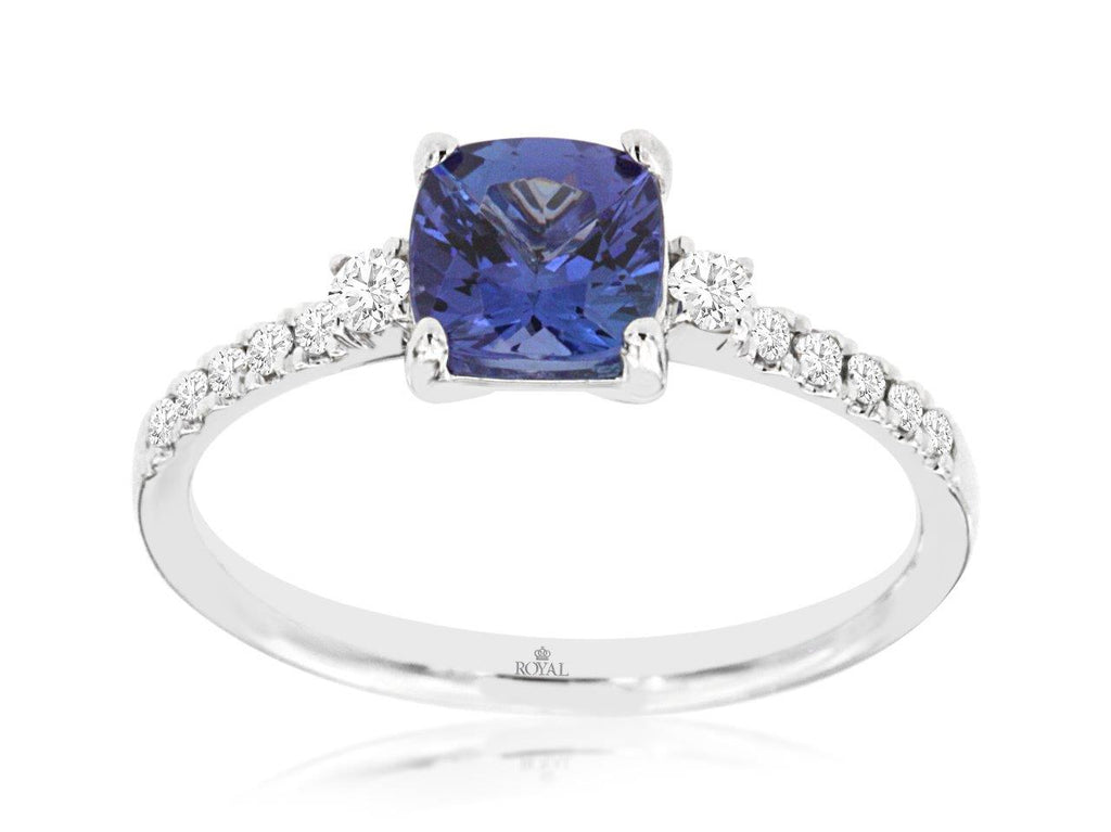 Tanzanite & Diamond Ring in 14K White Gold