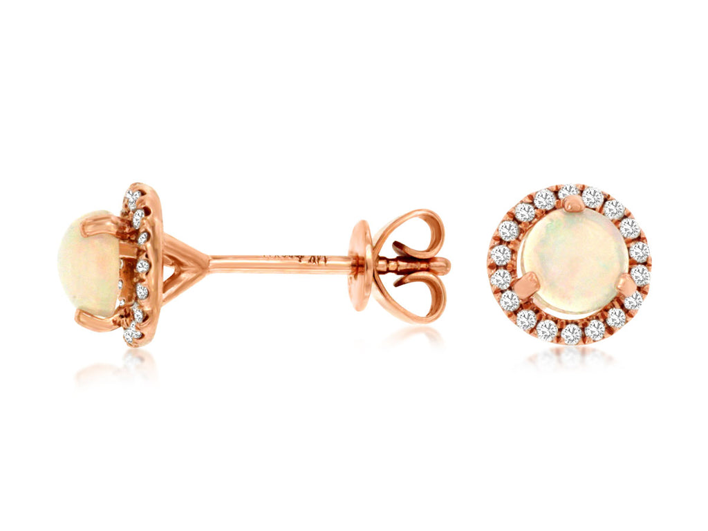 Opal & Diamond Earring in 14K Rose Gold