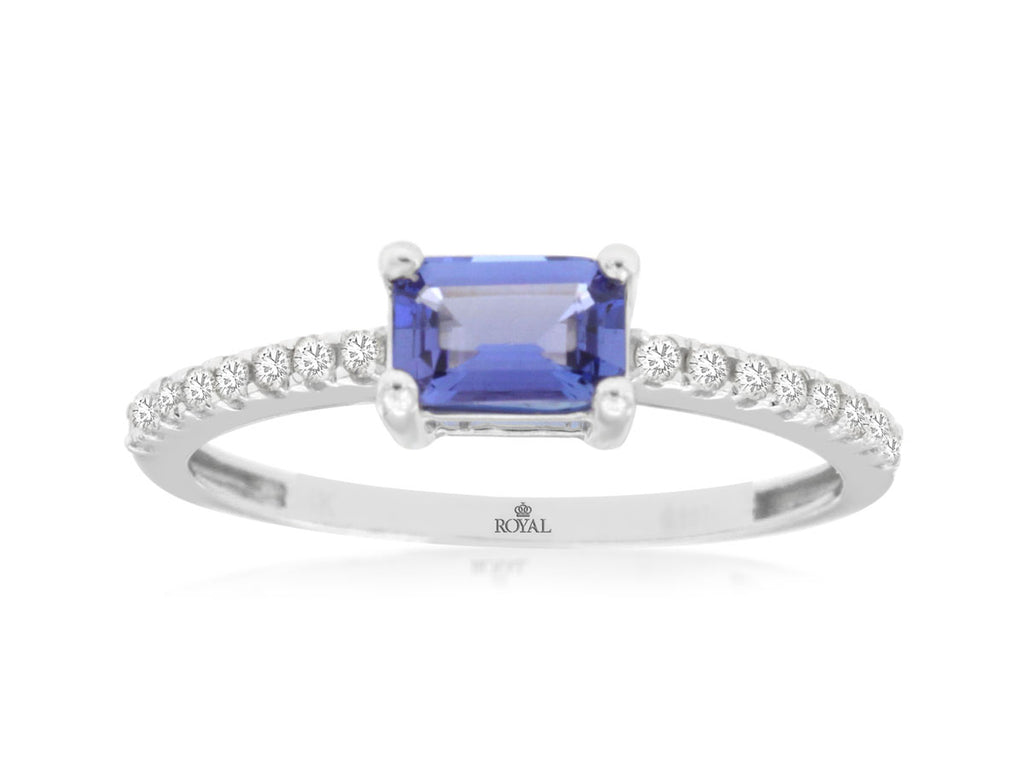 Tanzanite & Diamond Ring in 14K White Gold