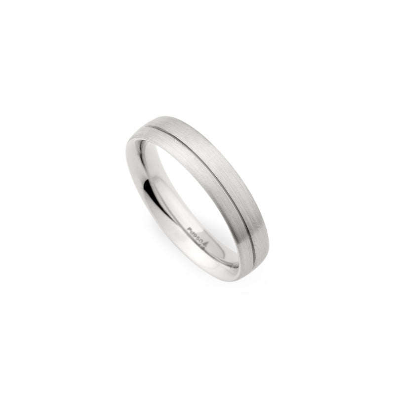 4mm Brushed Finish with Off-Center Groove Wedding Band