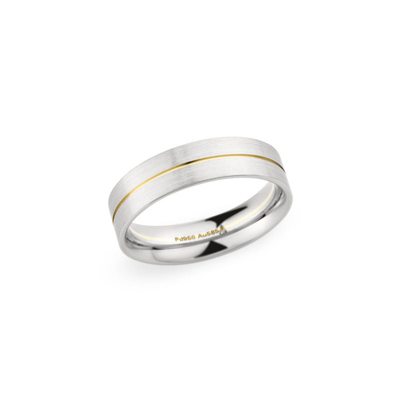 6mm Two-Tone Brushed and Polished Finish Groove Center Wedding Band