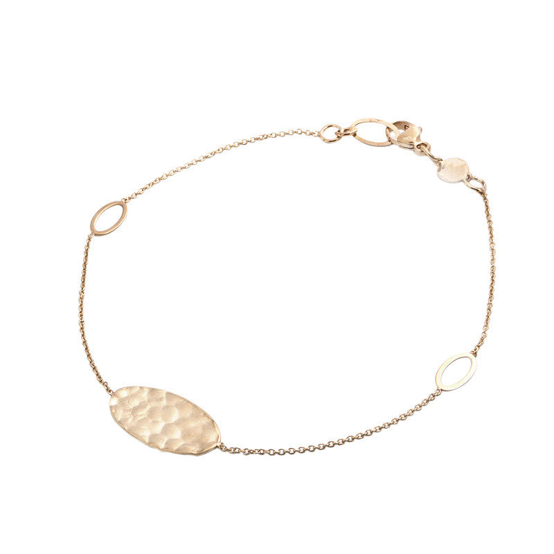 14 Karat Yellow Gold Polished Brushed and Textured Bracelet