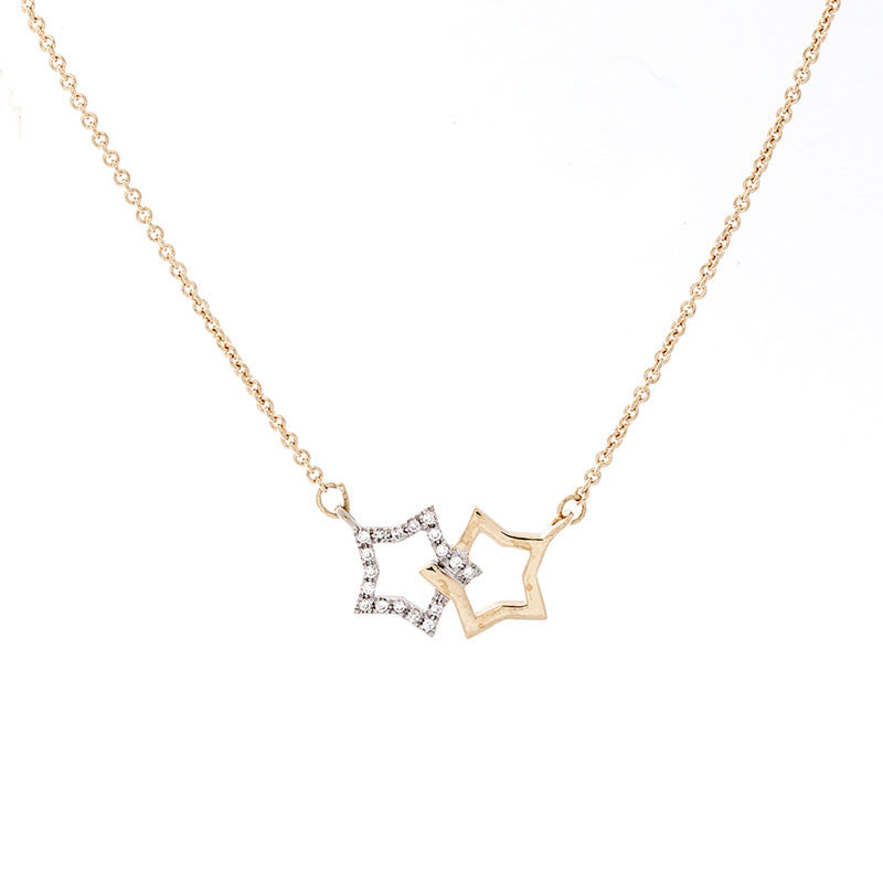 Two-Tone Double Star Necklace