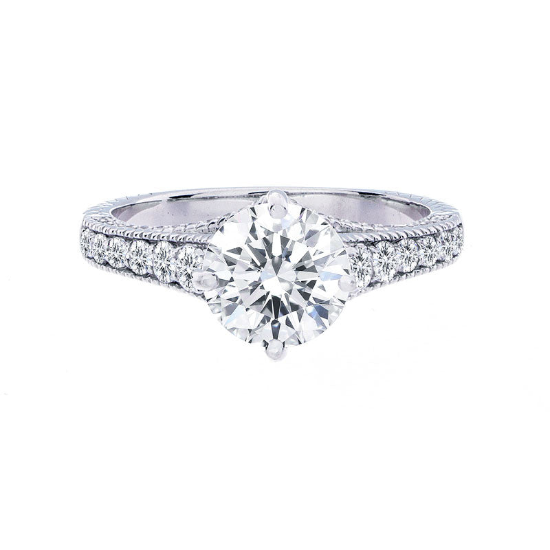 Vintage On Point Milgrain Tapered Band Engagement Ring 