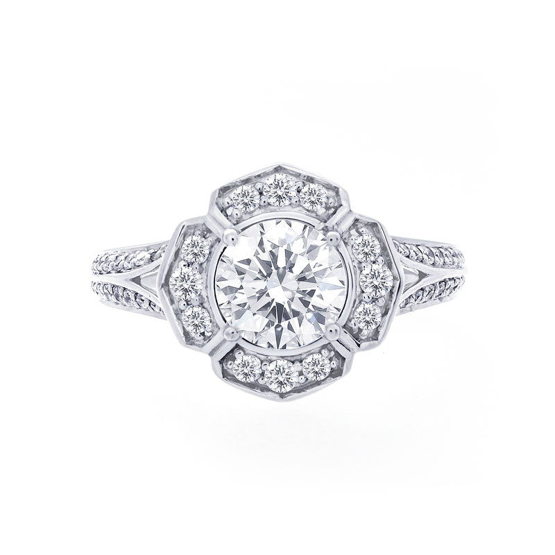 Vintage Halo Two-Row Split Band Engagement Ring