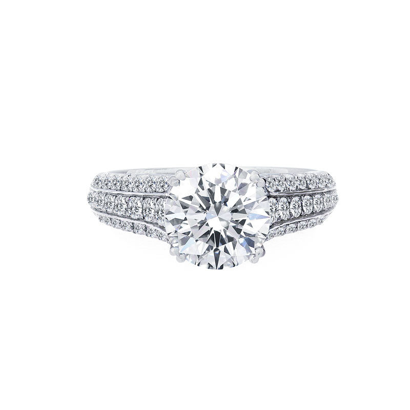 Diamond 3 Row Tapered Engagement Ring