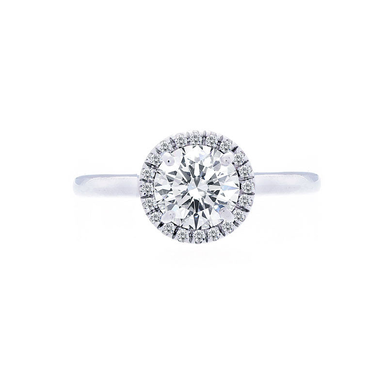 Round Diamond Halo Engagement Ring with Polished Band for 1.00ctw Center
