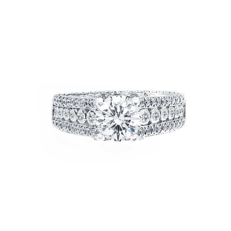 3 Row Tapered Diamond Engagement Ring