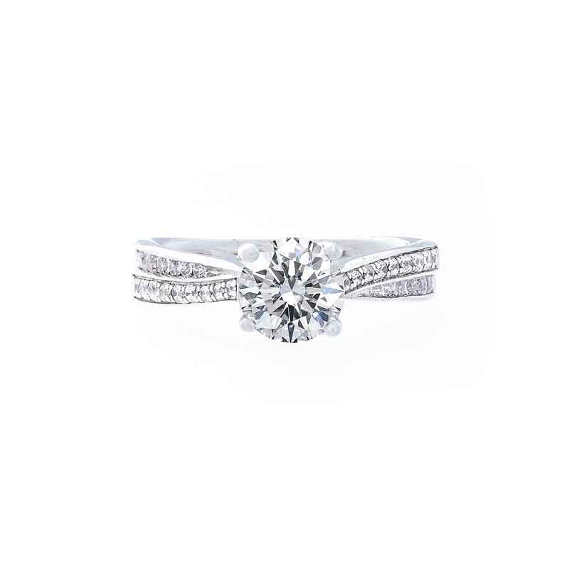 Classic Bead Set 2 Row Twisted Diamond Engagement Ring