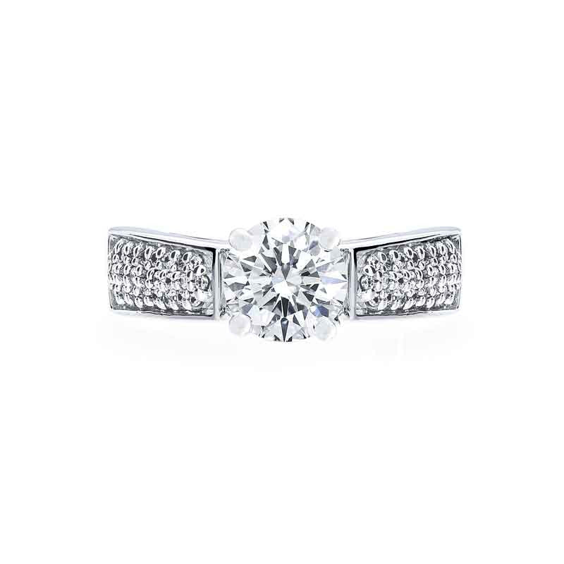 3 Row Graduating Pave Diamond Engagement Ring