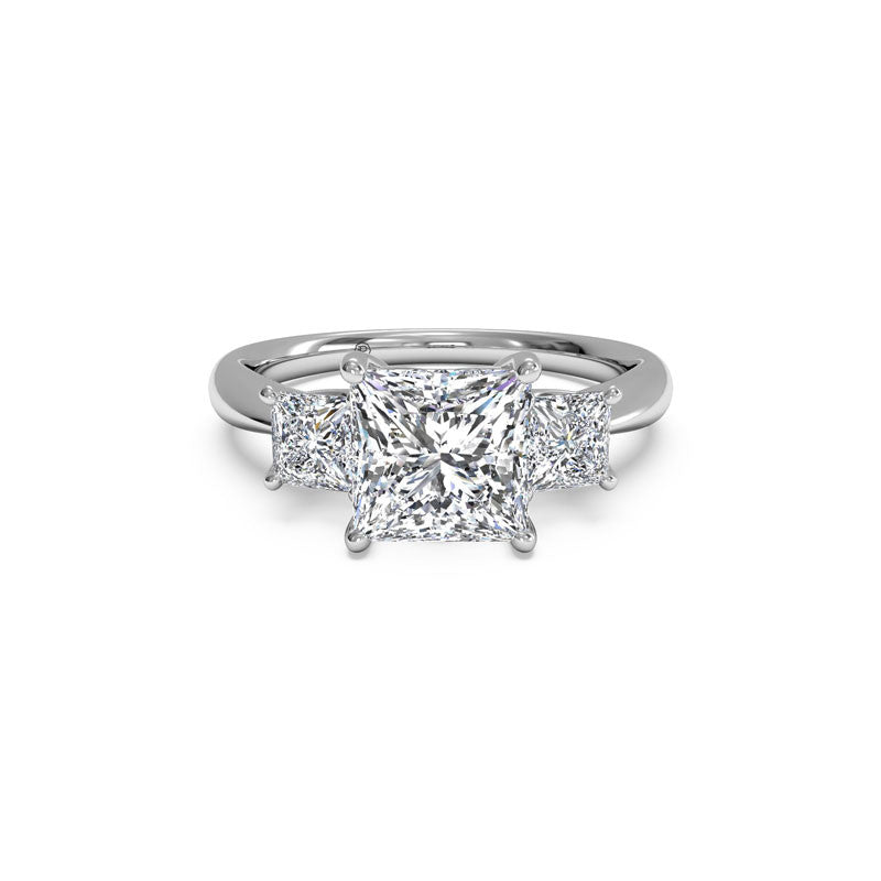 Ritani Three-Stone Princess Cut Diamond Engagement Ring