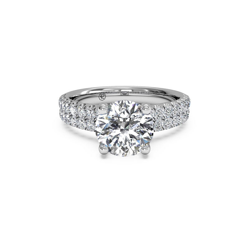 Ritani Two-Row French-Set Round Brilliant Diamond Engagement Ring