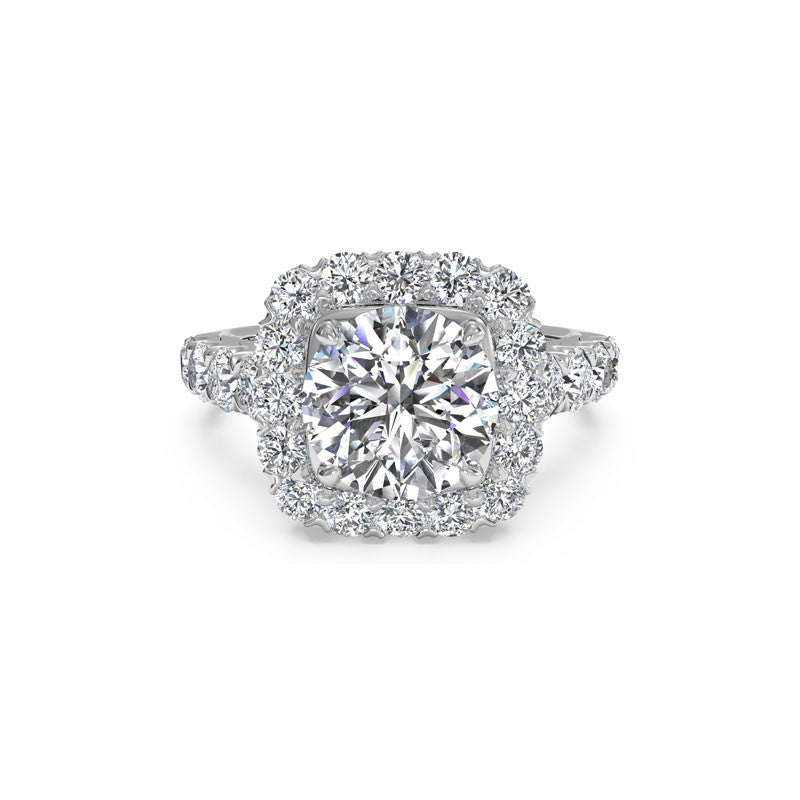 Ritani Round Brilliant Cushion Halo Diamond Engagement Ring