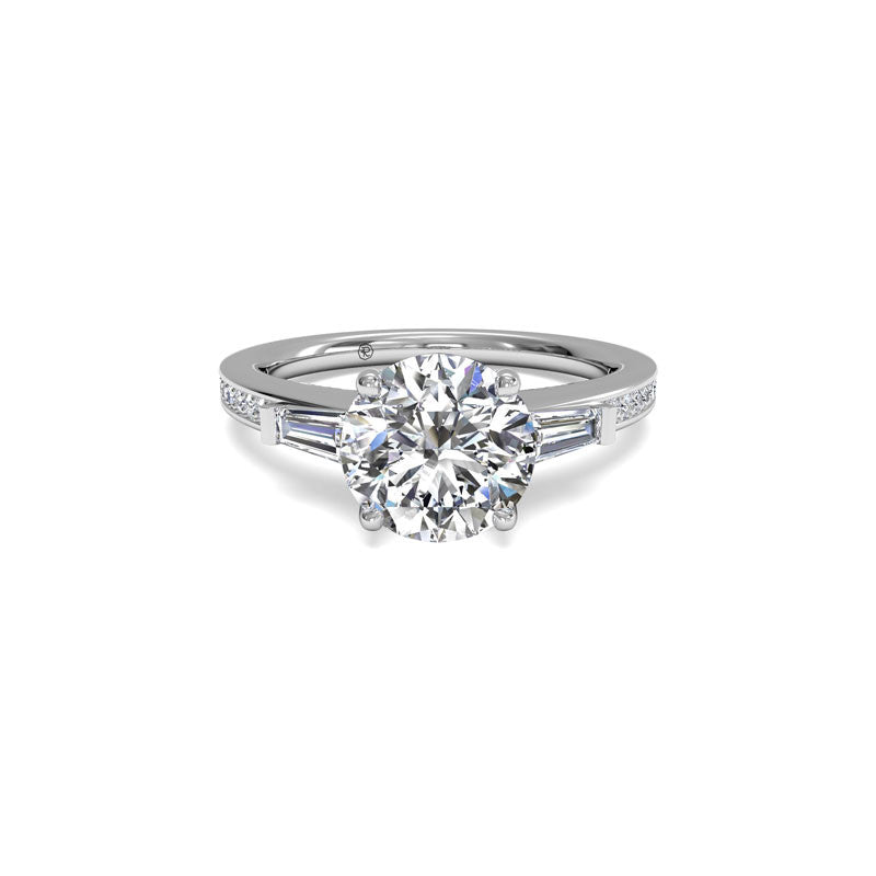 Ritani Tapered Baguette Round Brilliant Diamond Engagement Ring