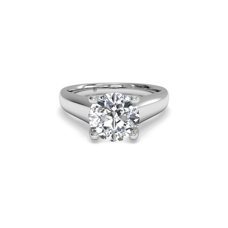 Ritani Pave Tulip Solitaire Round Brilliant Diamond Engagement Ring