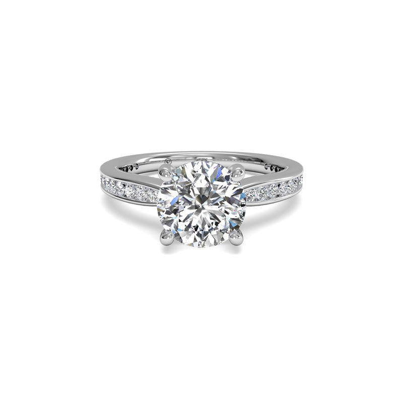 Ritani Tapered Channel-Set Round Brilliant Diamond Engagement Ring – Fey &  CO.