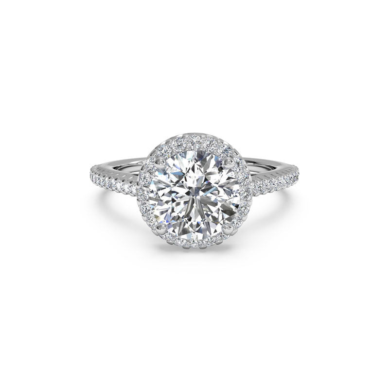 Ritani French-Set Halo Round Brilliant Diamond Engagement Ring