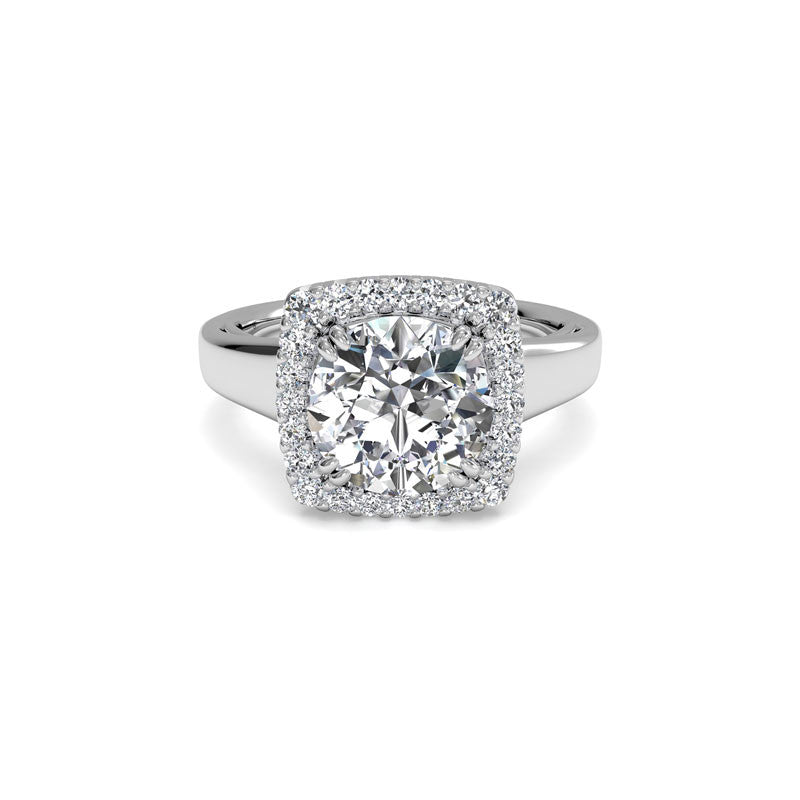 Ritani French-Set Cushion Halo Round Brilliant Diamond Engagement Ring