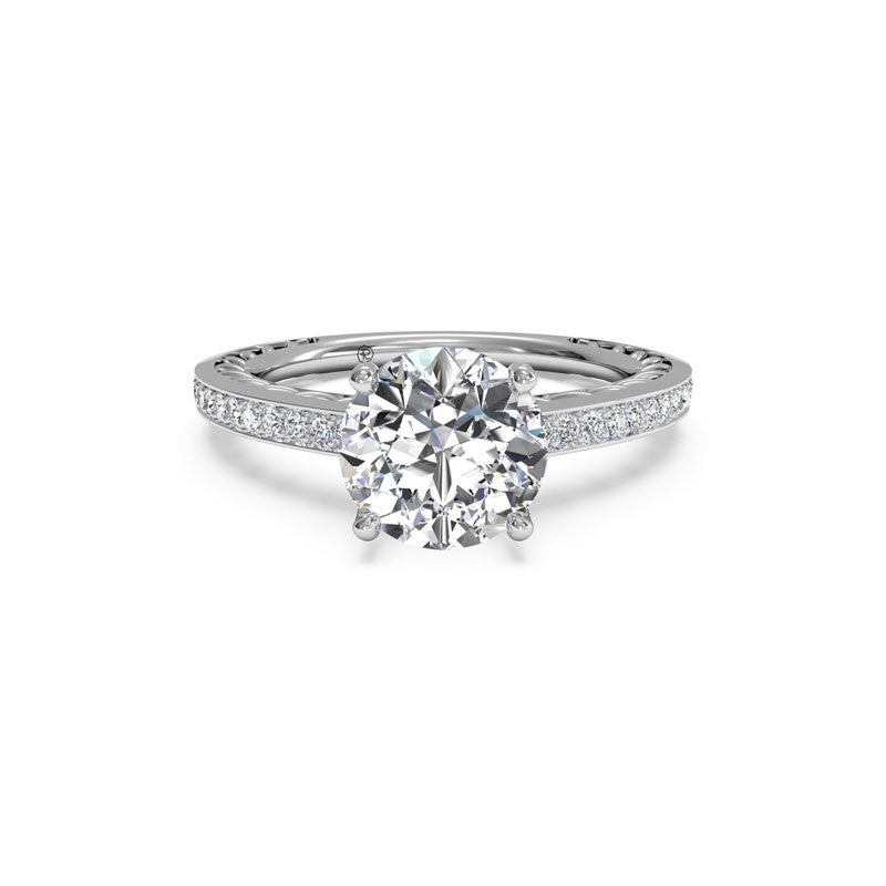 Ritani Lattice Micropave Round Brilliant Diamond Engagement Ring