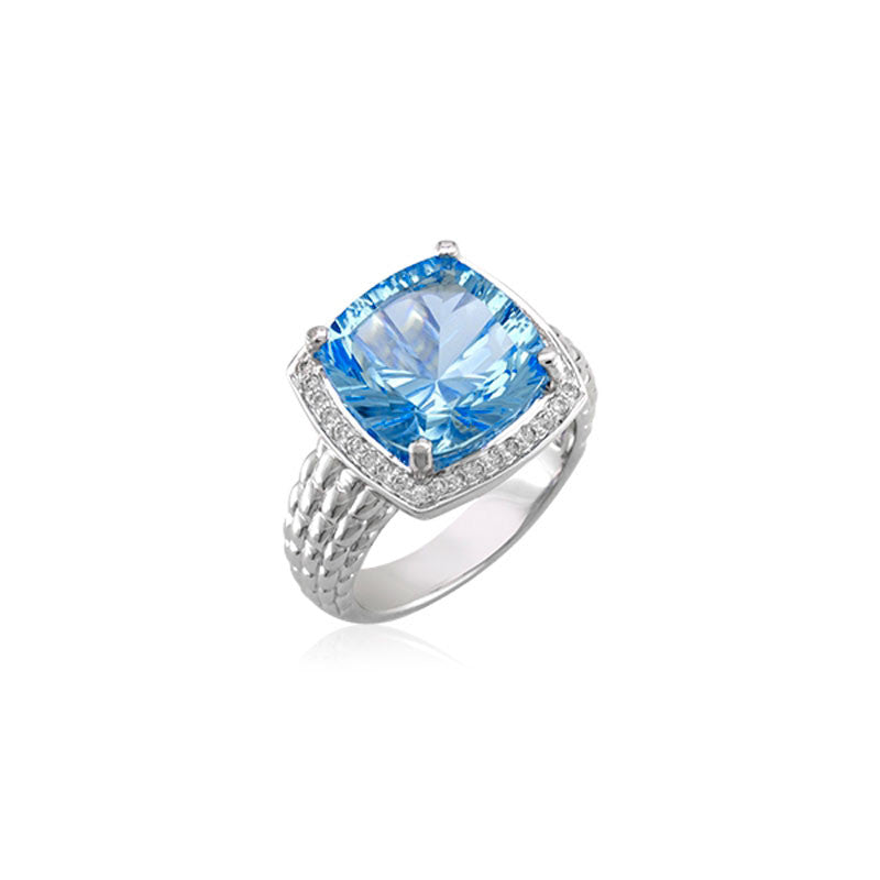 Pietra Collection Blue Topaz and Diamond Ring