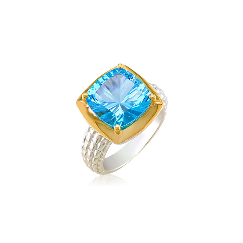 Pietra Collection Blue Topaz Two-Tone Ring