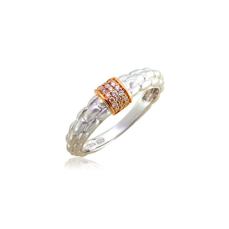 Pietra Collection 18K Rose Gold Pave Station Ring