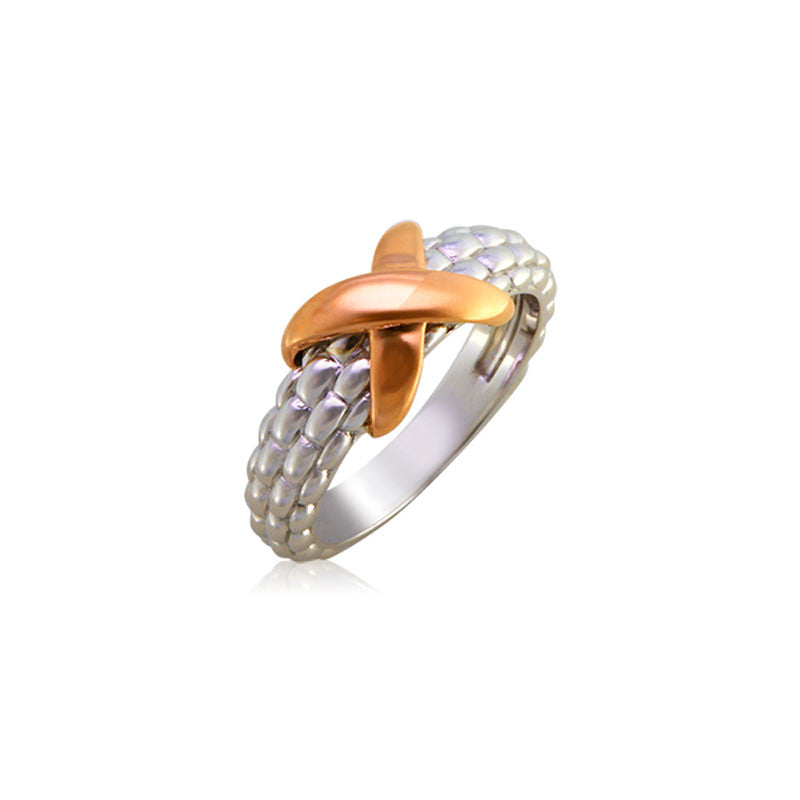 Pietra Collection 18K Rose Gold X Station Ring