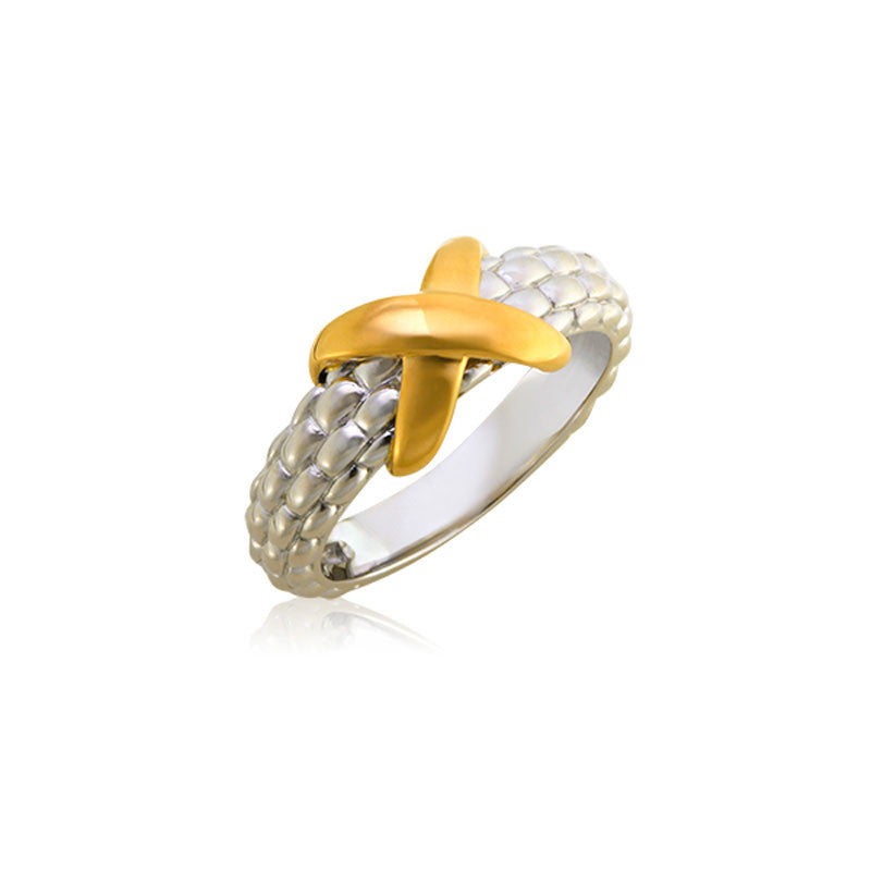 Pietra Collection 18K Yellow Gold X Station Ring