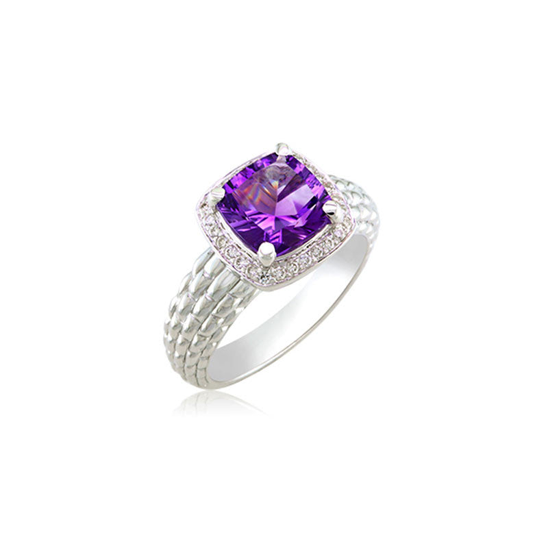 Pietra Collection Petite Amethyst and Diamond Ring