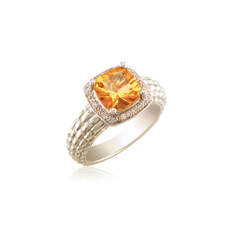 Pietra Collection Petite Champagne Citrine and Diamond Ring