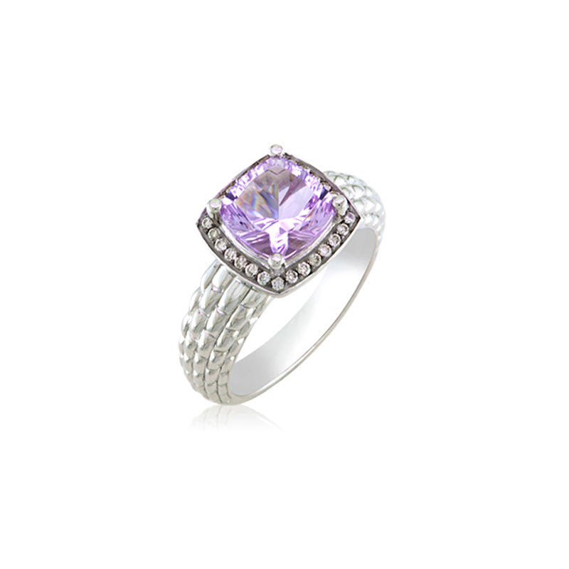 Pietra Collection Petite Rose de France and Diamond Ring