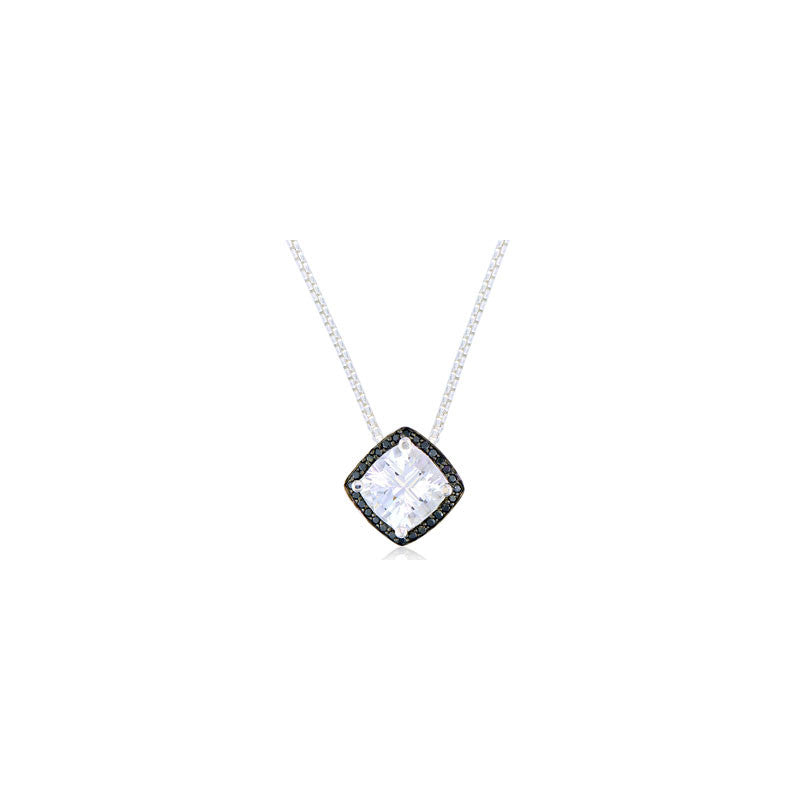 Pietra Collection Petite White Quartz and Black Diamond Pendant