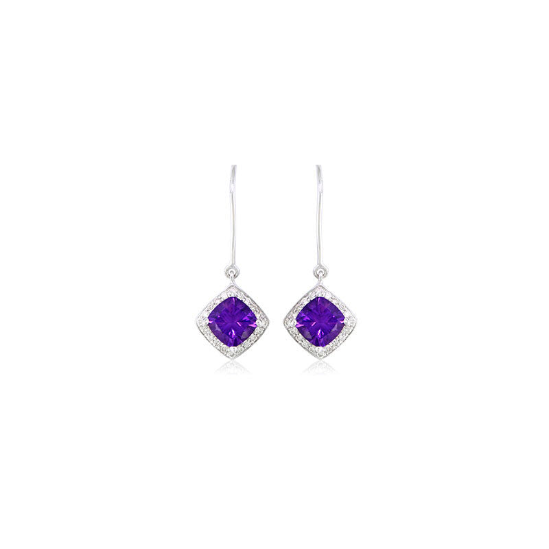 Pietra Collection Petite Amethyst and Diamond Earrings
