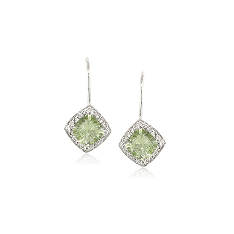 Pietra Collection Petite Prasiolite and Diamond Earrings