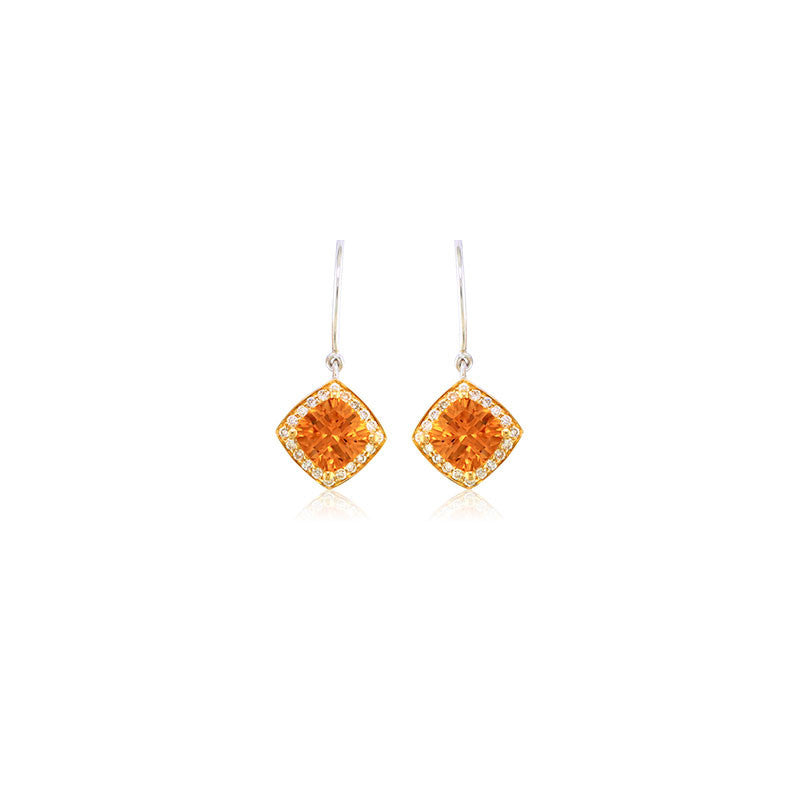 Pietra Collection Petite Citrine and Diamond Two-Tone Earrings