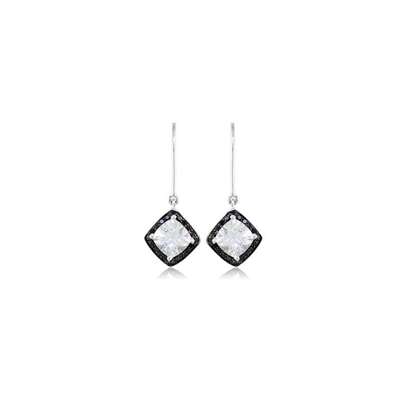 Pietra Collection Petite White Quartz and Black Diamond Earrings
