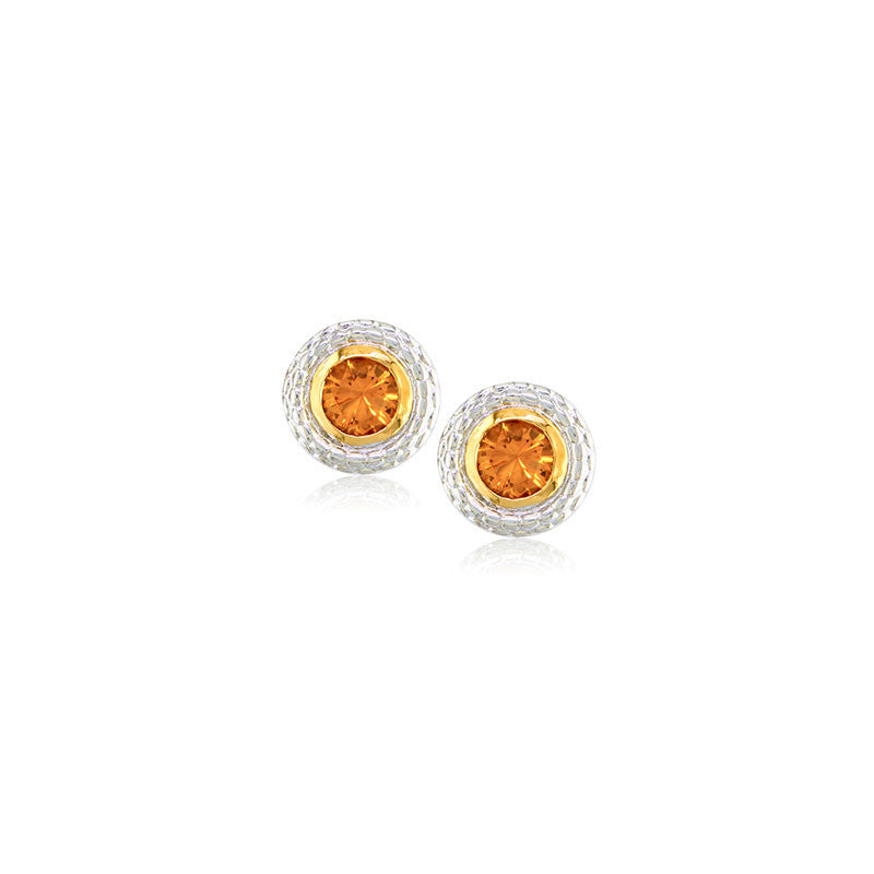Pietra Collection Citrine Two-Tone Circle Earring