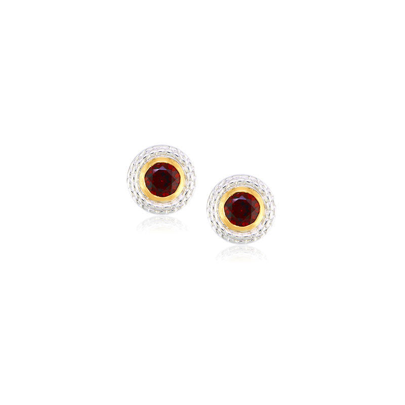 Pietra Collection Garnet Two-Tone Circle Earring