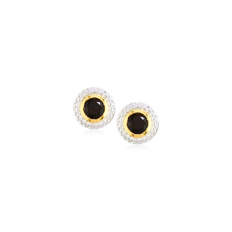 Pietra Collection Rich Chocolate Quartz Two-Tone Circle Earring