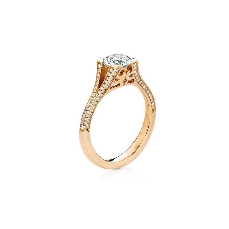 Danna Pave Round Brilliant Diamond Engagement Ring