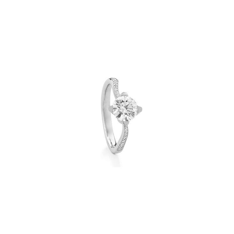 Rockrose  Pave Round Brilliant Diamond Engagement Ring