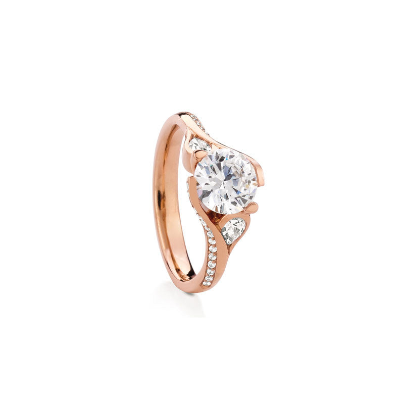 Maevona Poppy Pave Round Brilliant Diamond Engagement Ring