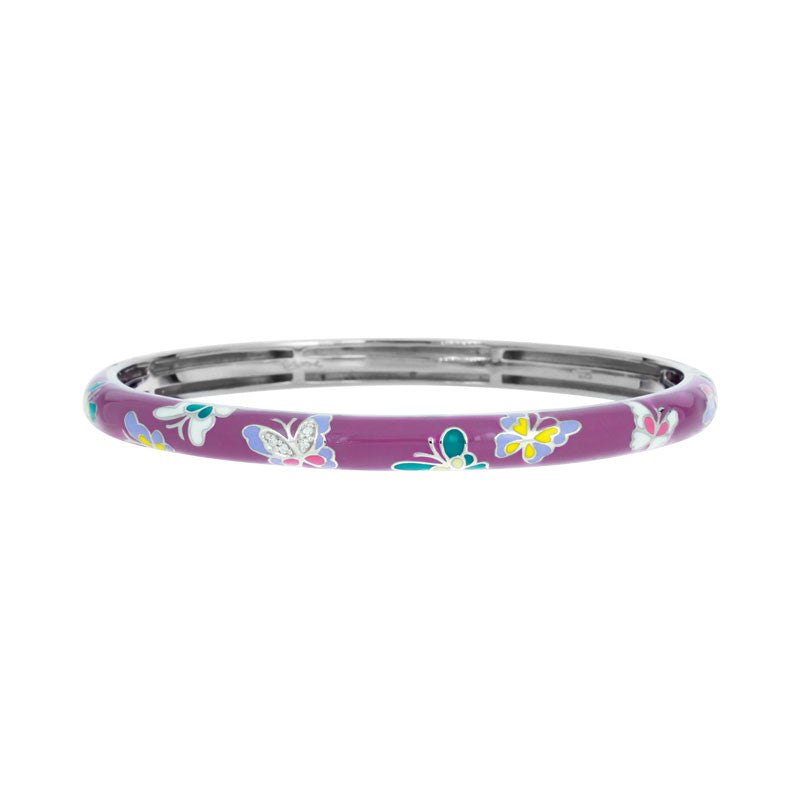 Belle Etoile Constellations Butterfly Collection hand painted purple and multiple color Italian enamel bangle bracelet.