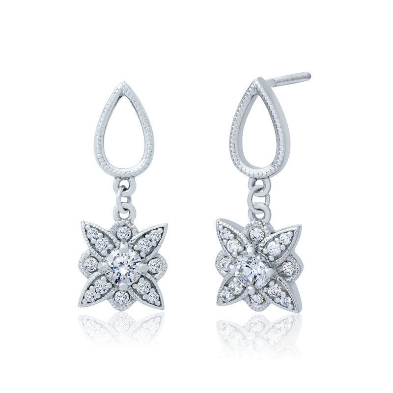 Forevermark Devotion Cut Diamond Drop Floral Earrings