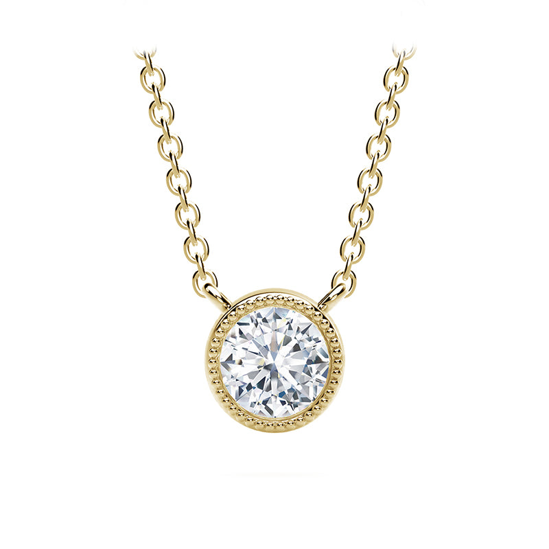 Diamond Solitaire Bezel Necklace – Baby Gold